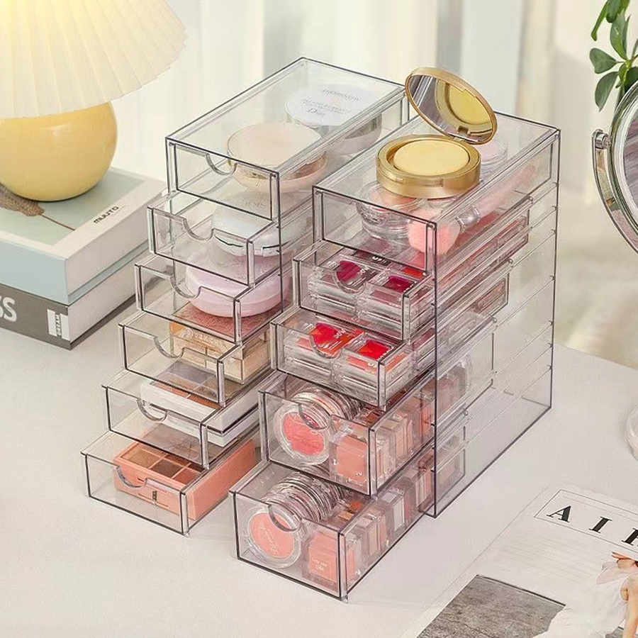 Home Office Desk With Drawers - Desktop cosmetic organizer dressing table acrylic