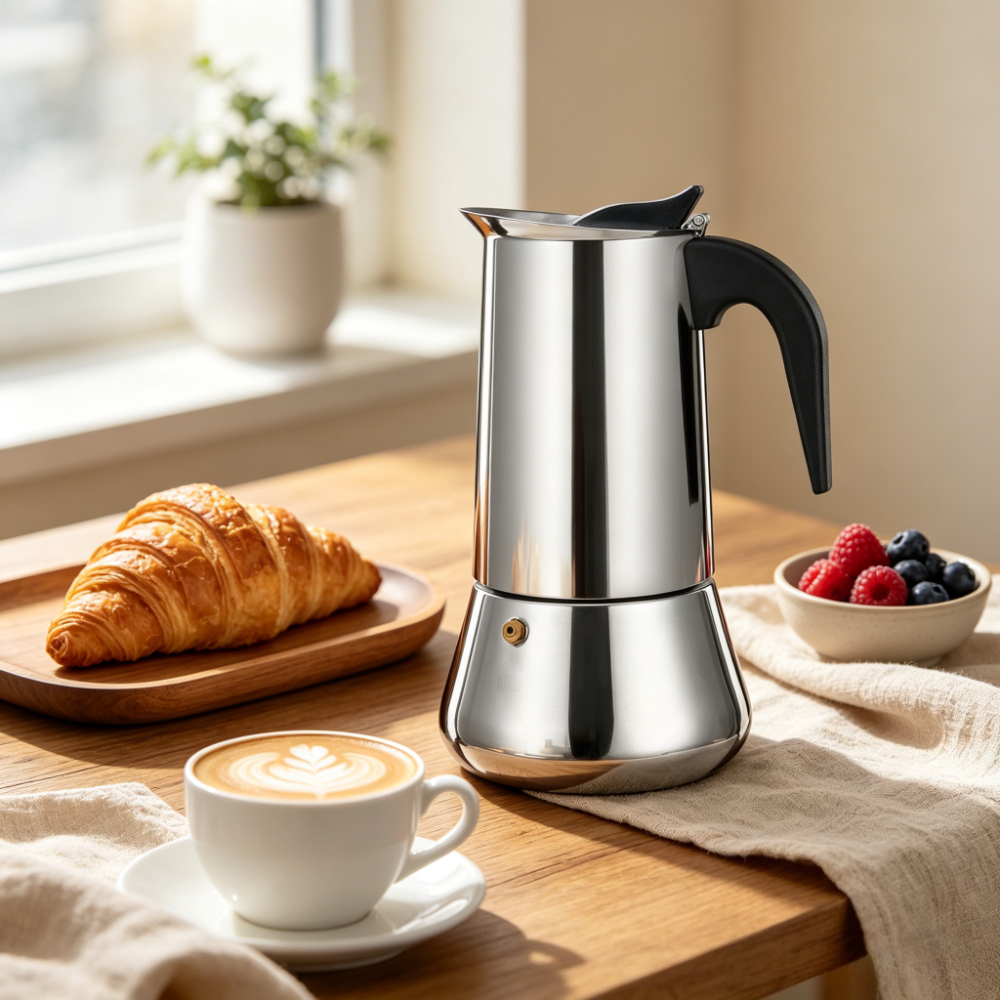 Home Office Moka - Premium 12 Cup 600ml/20OZ Stainless Steel