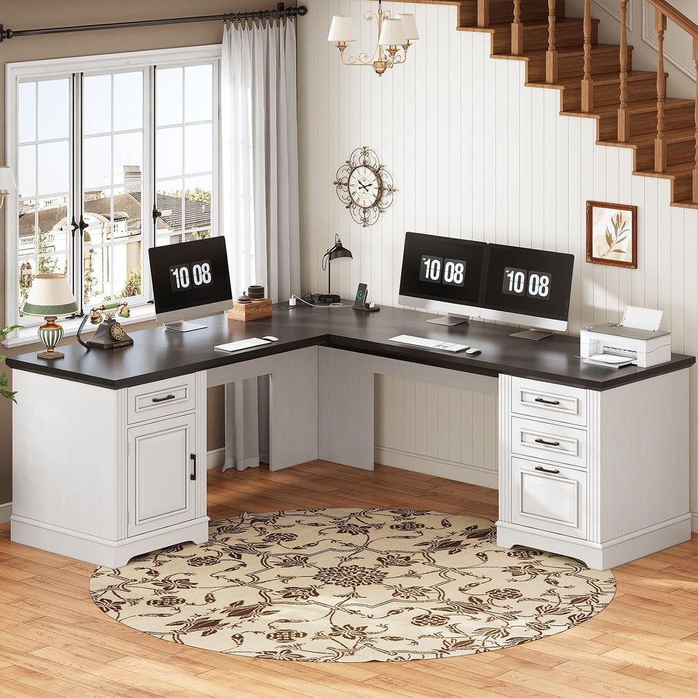 Home Office Desk With Drawers - 69 L-Shaped Home Office Desk with