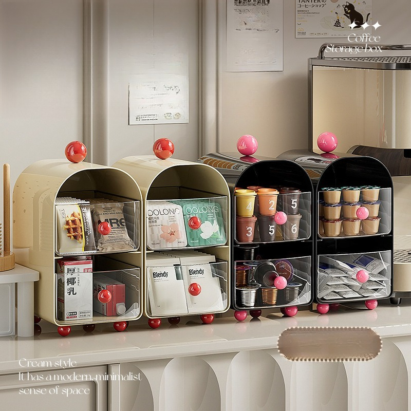Home Office Desk With Drawers - Desktop storage box multi-layer transparent drawer