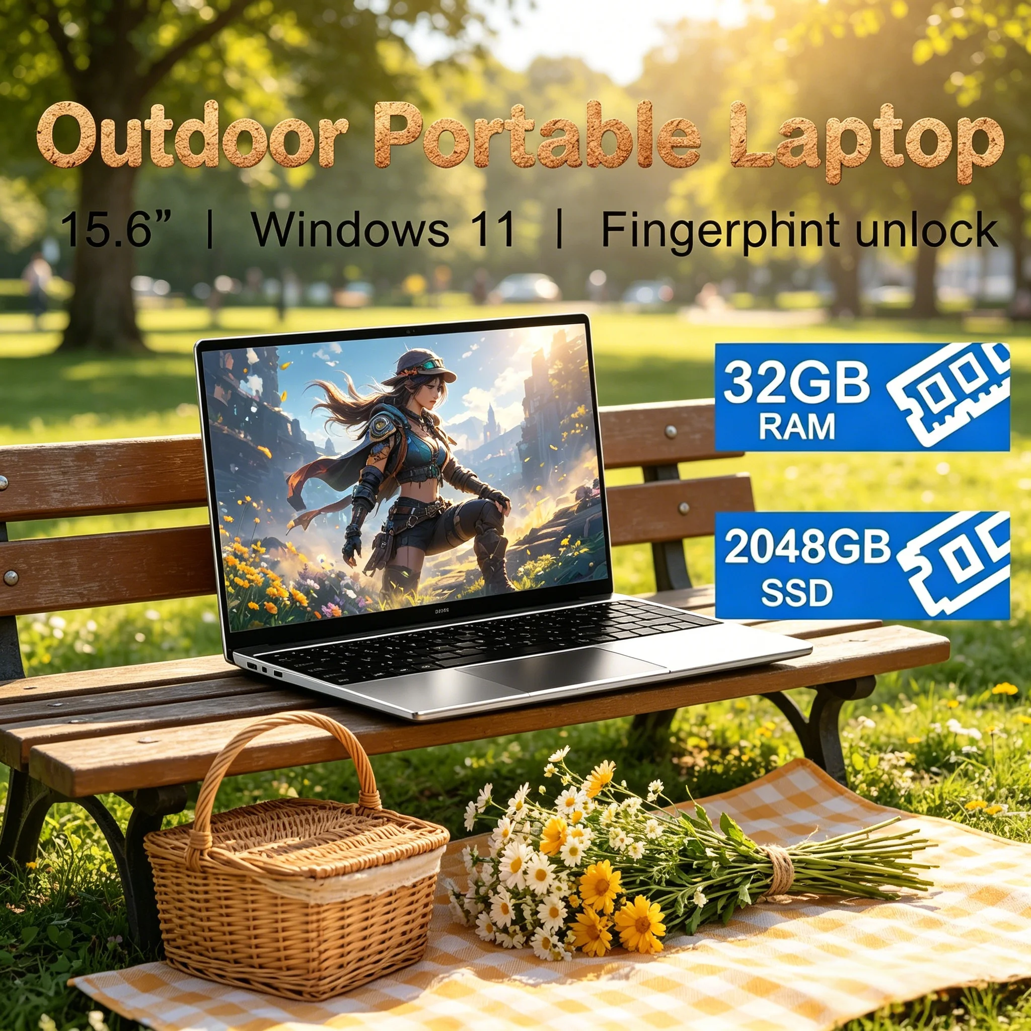English Home Office - Portable Thin Gaming Laptop Full HD