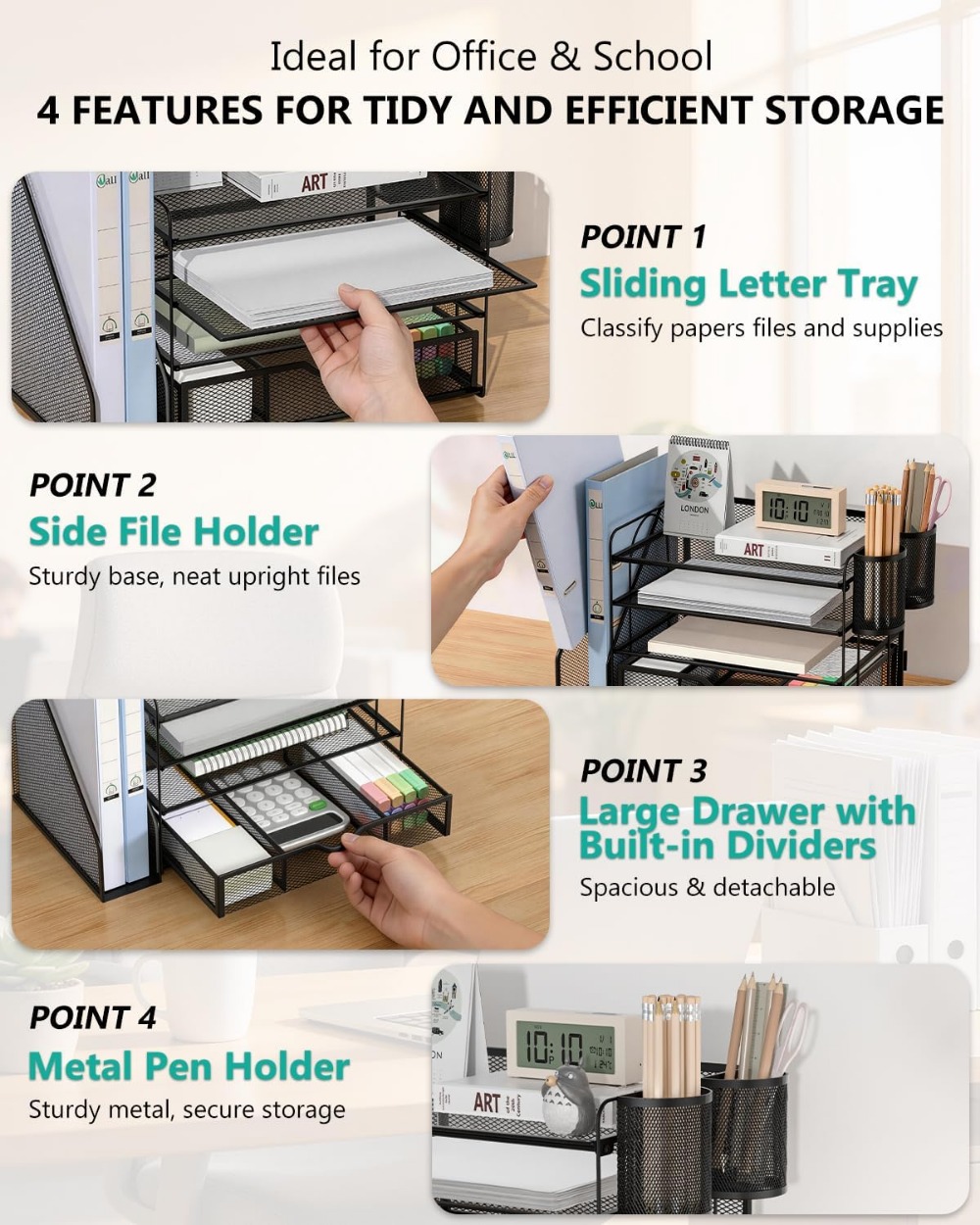 4-Tier Desktop File Organizer  - đánh giá và giá Home Office Desk With Drawers