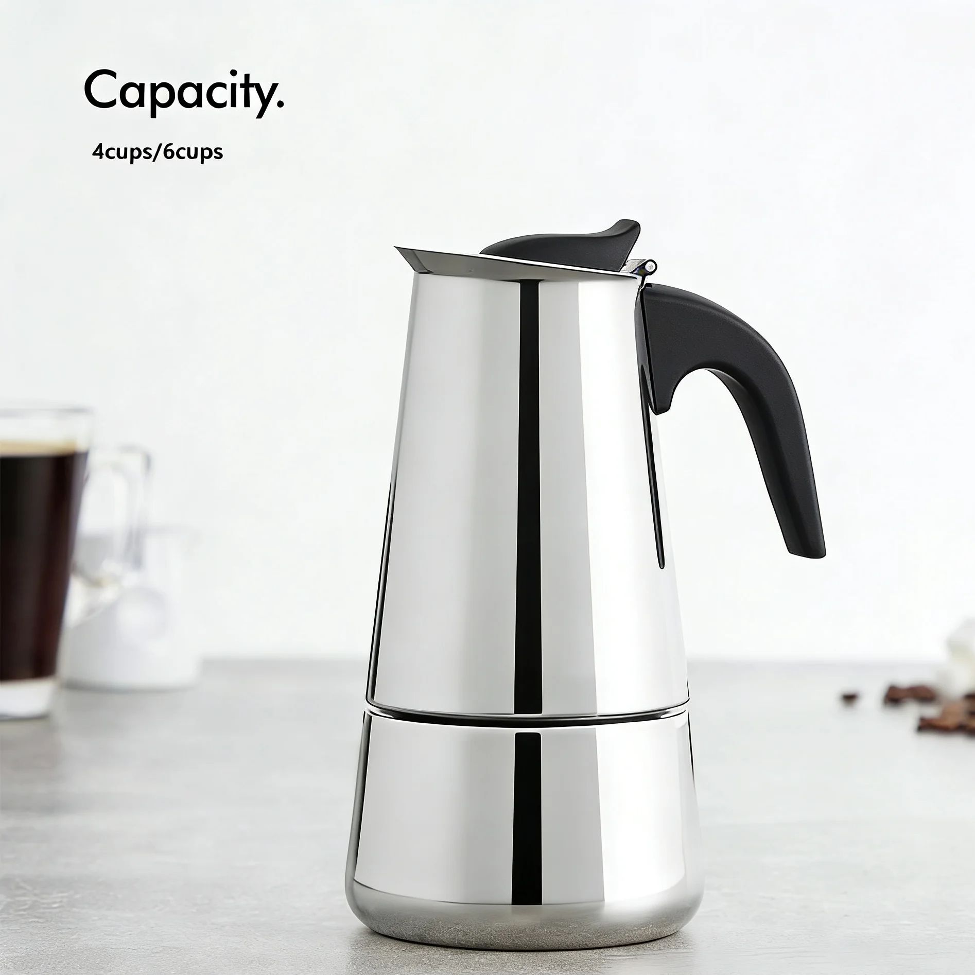 4/6  Stainless Steel Moka Pot, - đánh giá và giá Home Office Moka