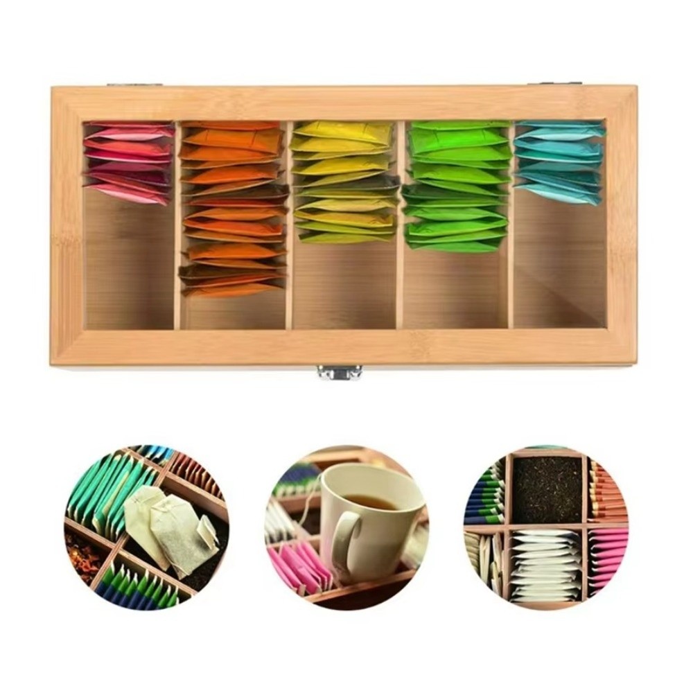New Bamboo Tea bag Storage Box - đánh giá và giá Home Office Bagas
