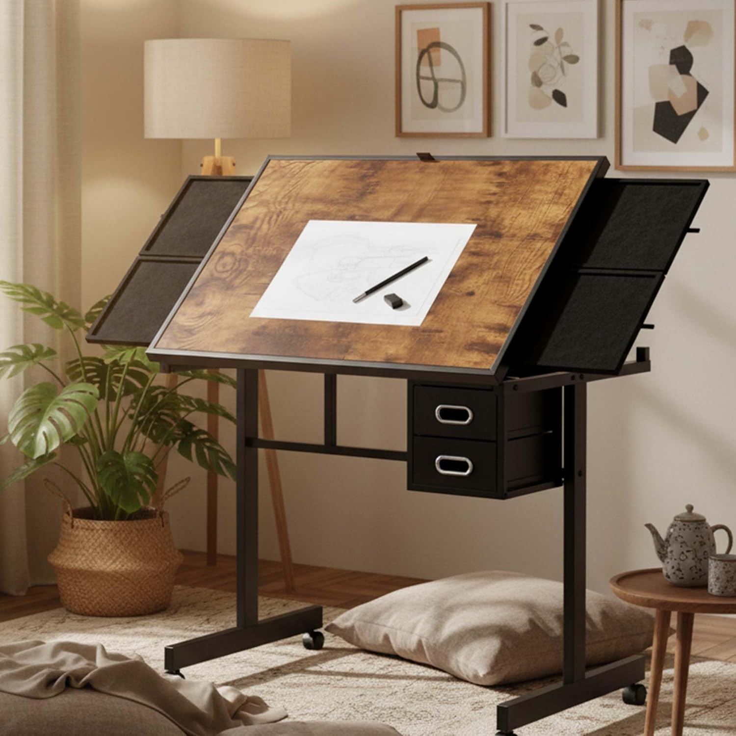 Adjustable Drafting Table with - đánh giá và giá Home Office Desk With Drawers
