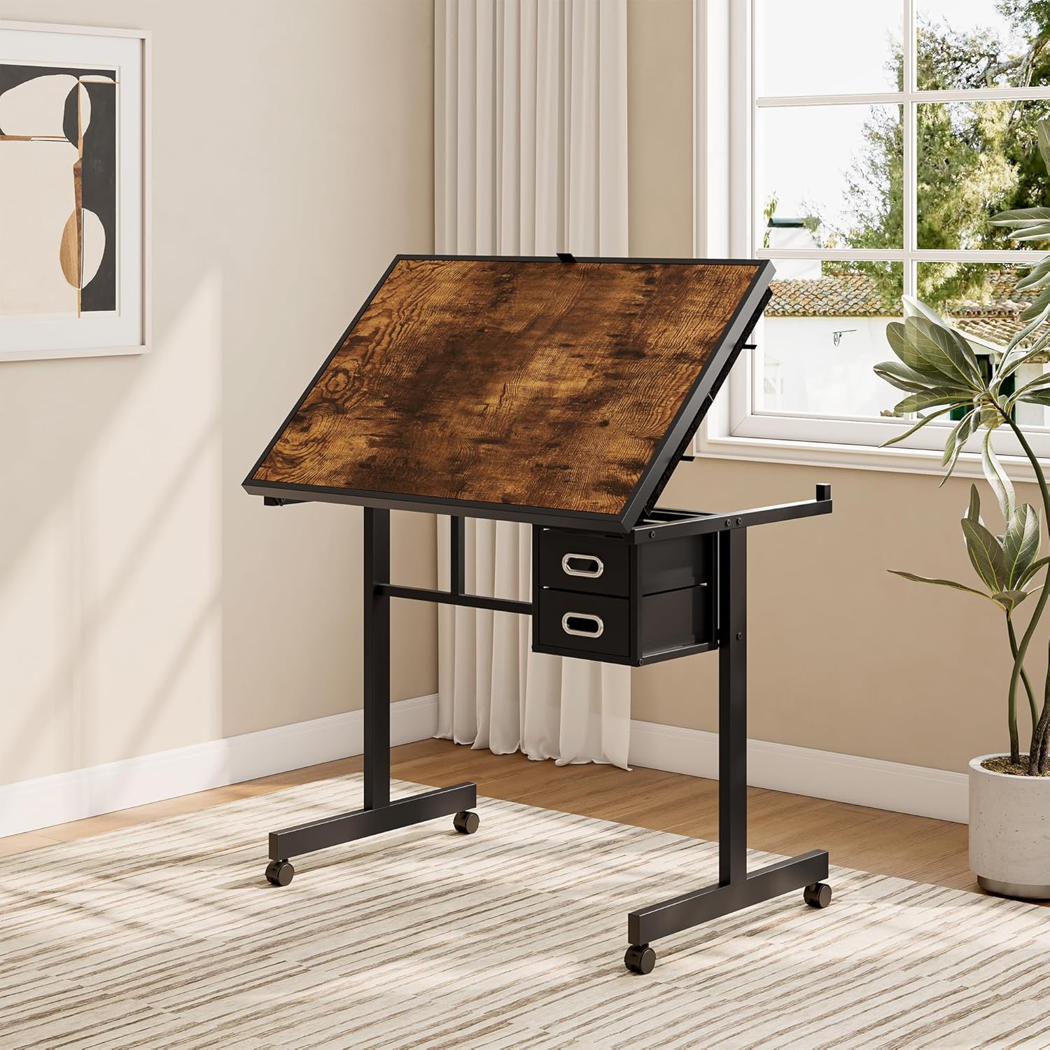 Adjustable Drafting Table with - đánh giá và giá Home Office Desk With Drawers