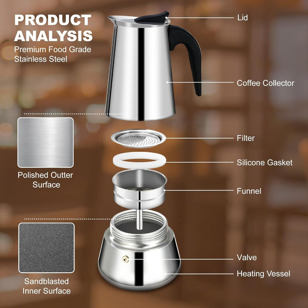 Premium 12 Cup 600ml/20OZ Stai - đánh giá và giá Home Office Moka
