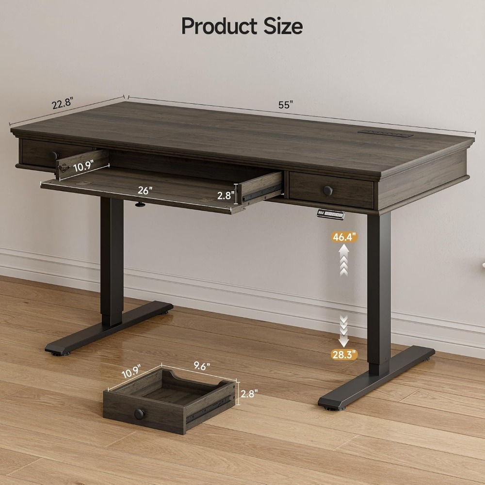 Electric Height Adjustable Sta - đánh giá và giá Home Office Desk With Drawers
