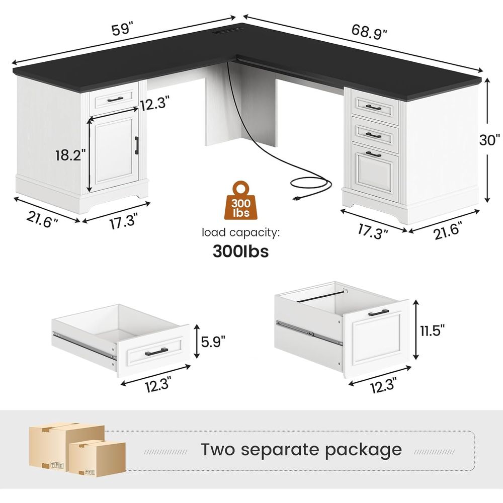 69 L-Shaped Home Office Desk w - đánh giá và giá Home Office Desk With Drawers