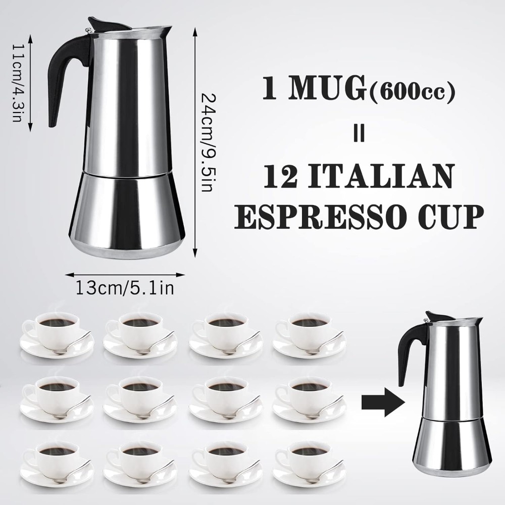 12-Cup Stainless Steel Moka Po - đánh giá và giá Home Office Moka